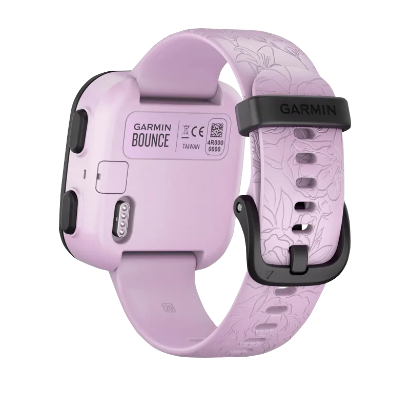 Garmin Bounce Lilac Floral smartwatch with floral-patterned band
