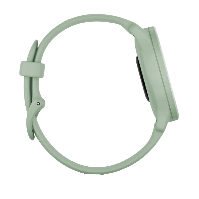 Garmin Vívomove Sport Cool Mint smartwatch with silicone band and silver accents, certified refurbished