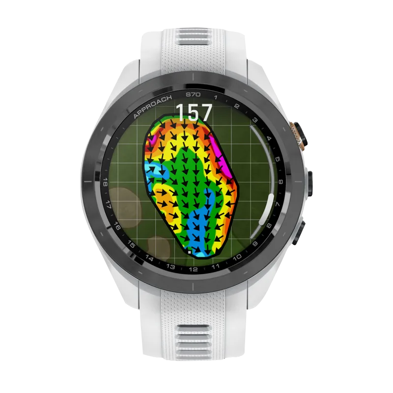 Garmin Approach S70 smartwatch, 42 mm black/peach ceramic bezel with white silicone band