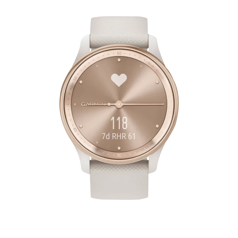 Garmin Vívomove Trend Peach Gold Stainless Steel Bezel with Ivory Case and Silicone Band (Garmin Certified Refurbished) by Garmin