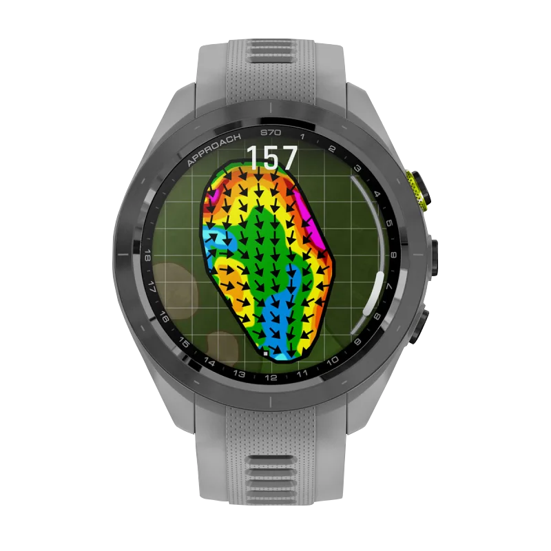 Garmin Approach S70, 42 mm Black/Amp Yellow Ceramic Bezel with Powder Gray Silicone Band (010-02746-01) by Garmin