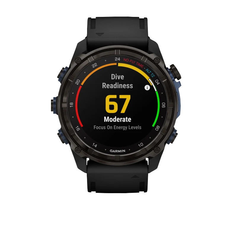 Garmin Descent Mk3i dive computer watch, 51 mm carbon gray DLC titanium with black silicone band