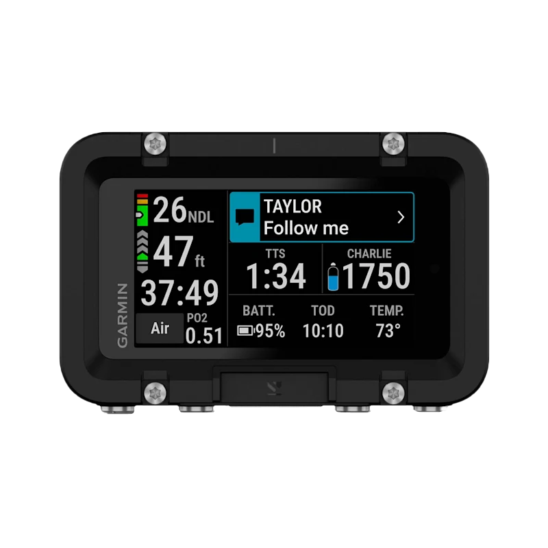 Garmin Descent X50i Premium Dive Computer, black rugged case with Garmin branding