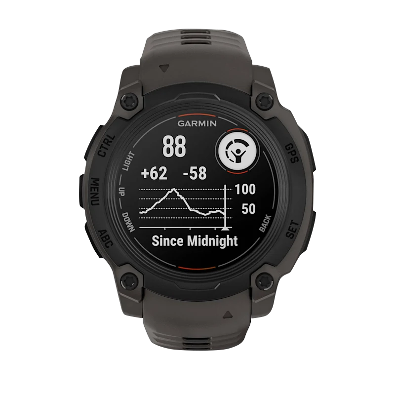 Garmin Instinct E 40mm smart watch with black case and charcoal band