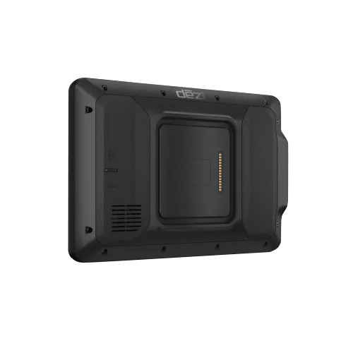 Garmin Dezl OTR820 GPS Truck Navigator, black rugged back view, 8-inch display