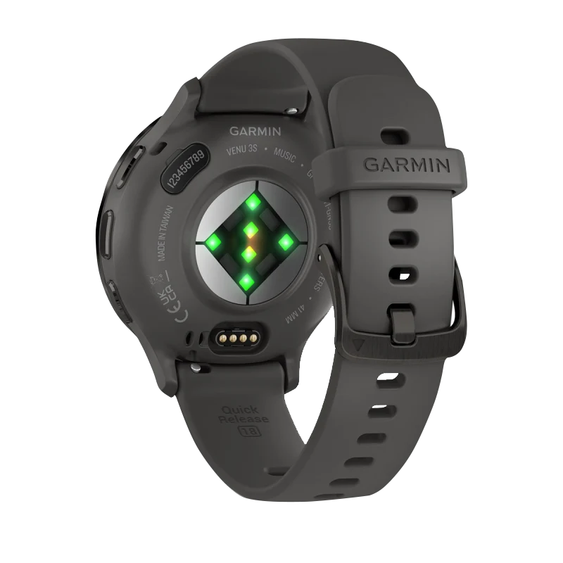Garmin Venu 3S smartwatch, 41 mm slate stainless steel bezel with pebble gray case and silicone band