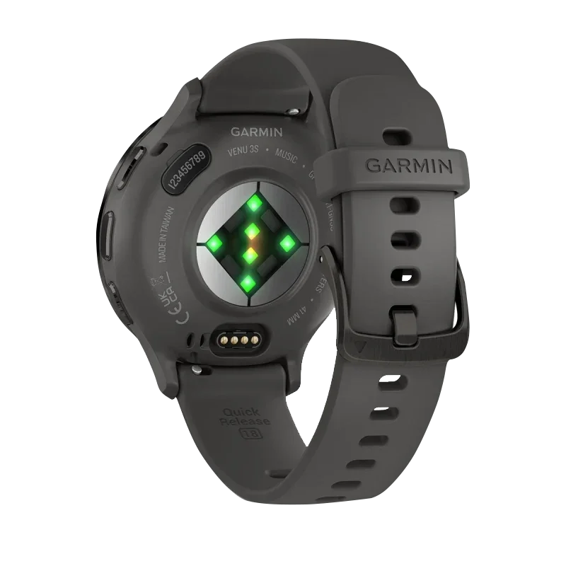 Garmin Venu 3S smartwatch, 41 mm slate stainless steel bezel with pebble gray case and silicone band