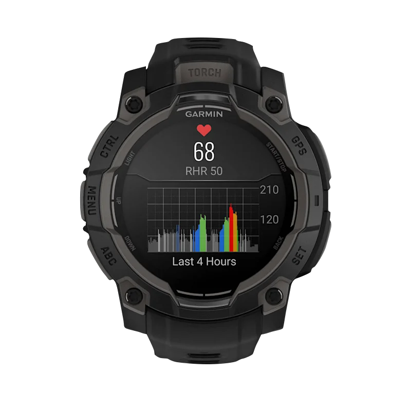 Garmin Instinct 3 AMOLED GPS smartwatch, 45mm black case with black band