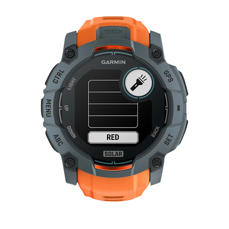Garmin Instinct 3 Solar smartwatch, 50mm Twilight with orange Solstice band, rugged gray case