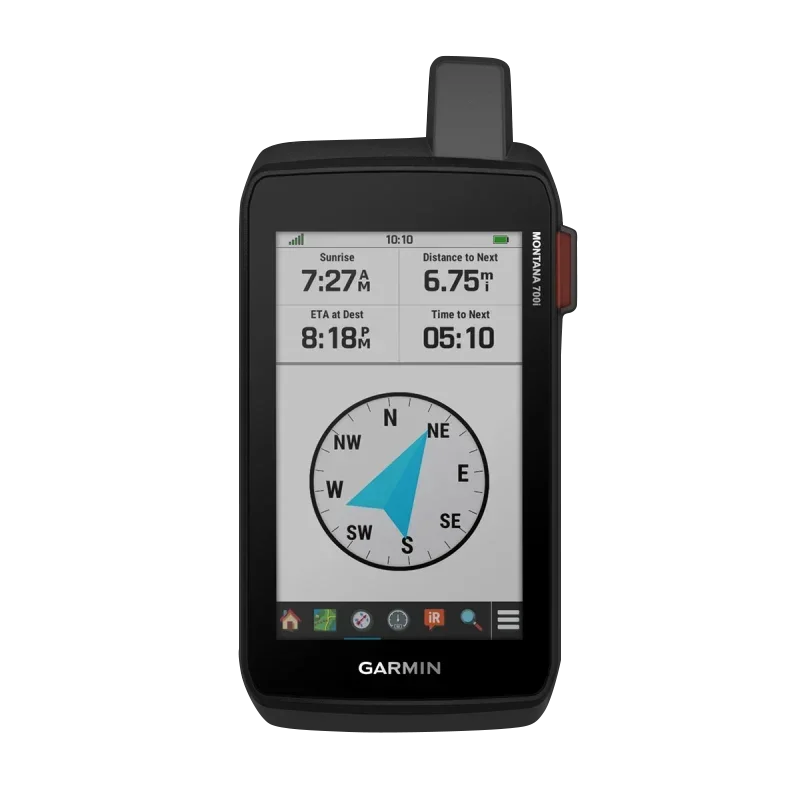 Garmin Montana 700i handheld GPS with touchscreen; black rugged outdoor navigation device