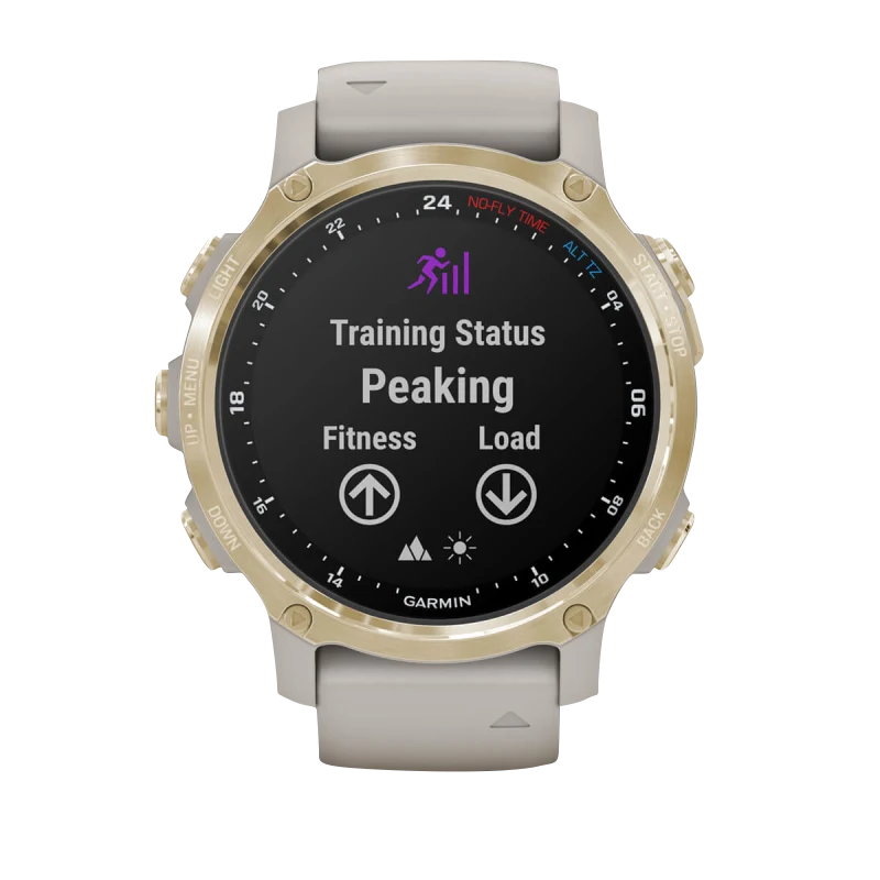 Garmin Descent Mk2S dive computer in light gold with light-sand silicone band, certified refurbished