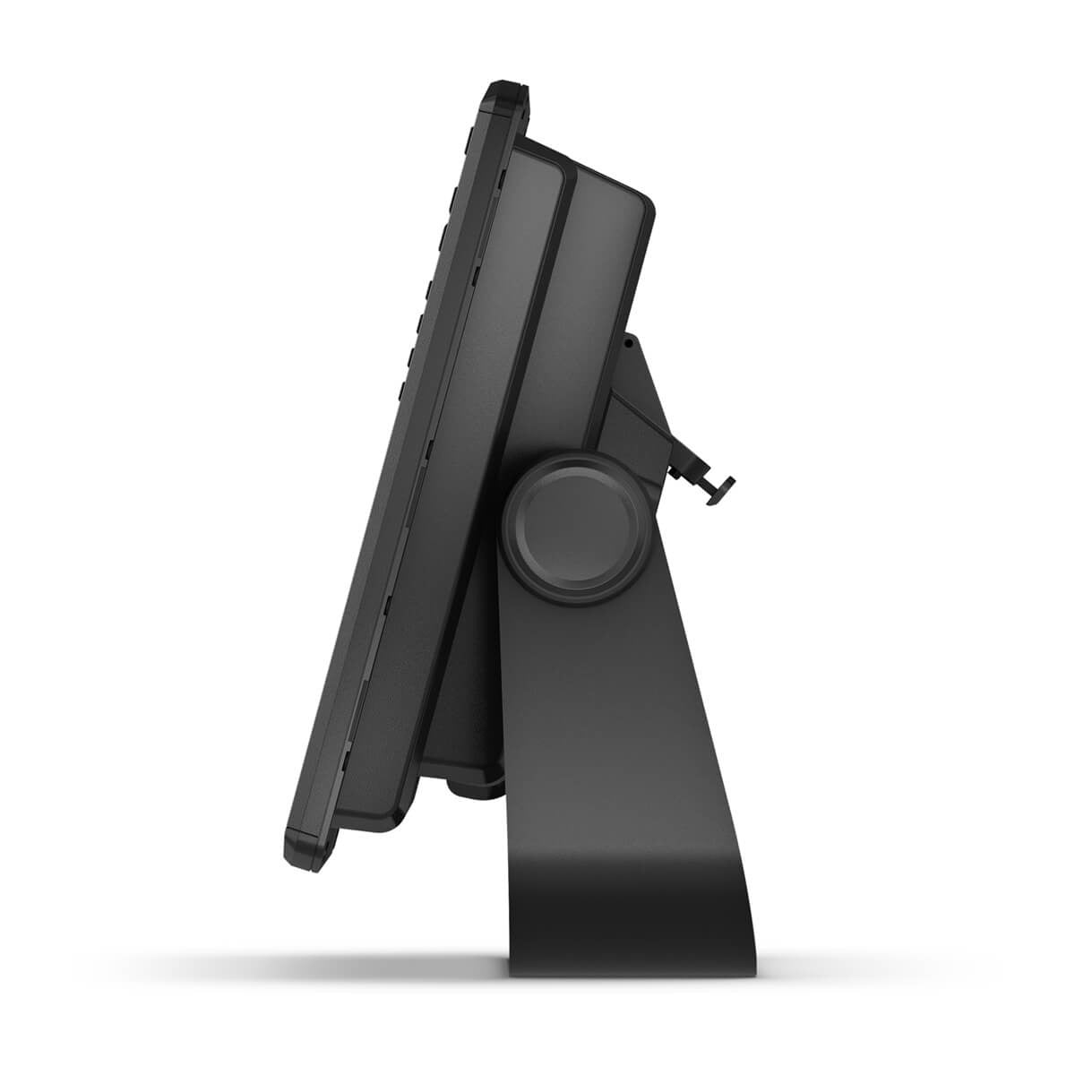 Garmin ECHOMAP Ultra 2 12-inch marine chartplotter on a black tilt-stand mount.