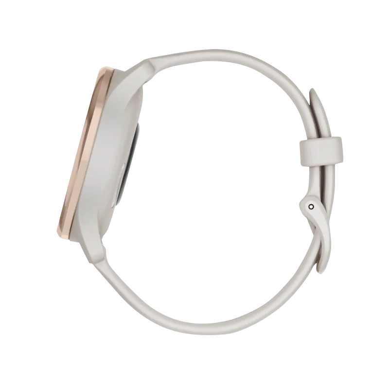 Garmin Vívomove Trend peach gold stainless steel bezel smartwatch with ivory case and silicone band (Refurbished)