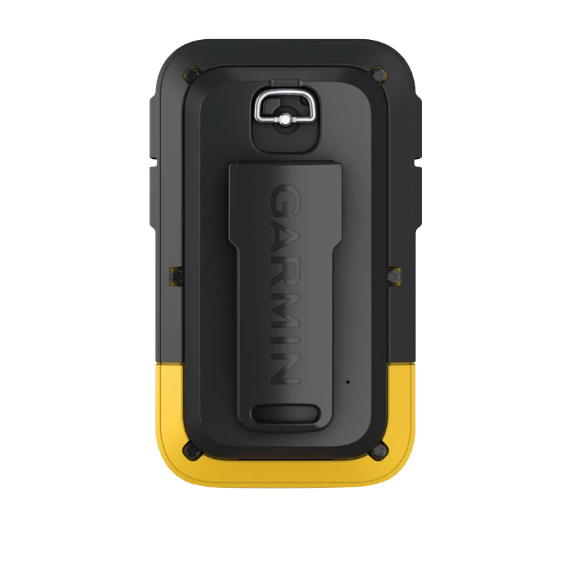 Garmin eTrex SE handheld GPS navigator; black and yellow rugged casing with belt clip