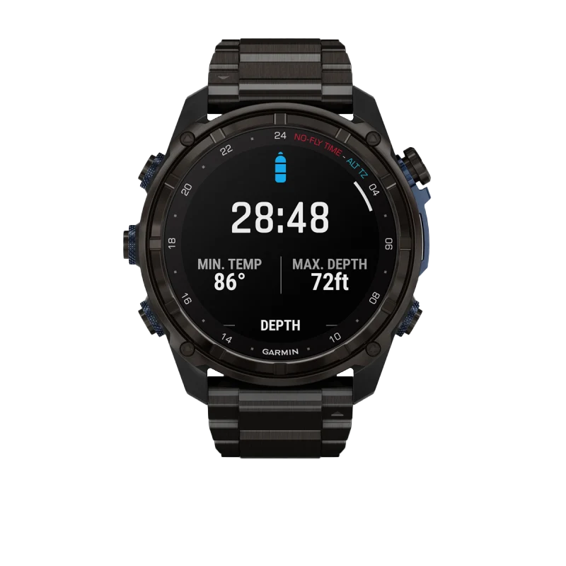 Garmin Descent Mk3i dive computer watch, 51 mm Carbon Gray DLC titanium case with DLC titanium band