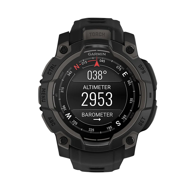 Garmin Instinct 3 AMOLED GPS smartwatch, 45mm, black case with black band, model 010-02936-00