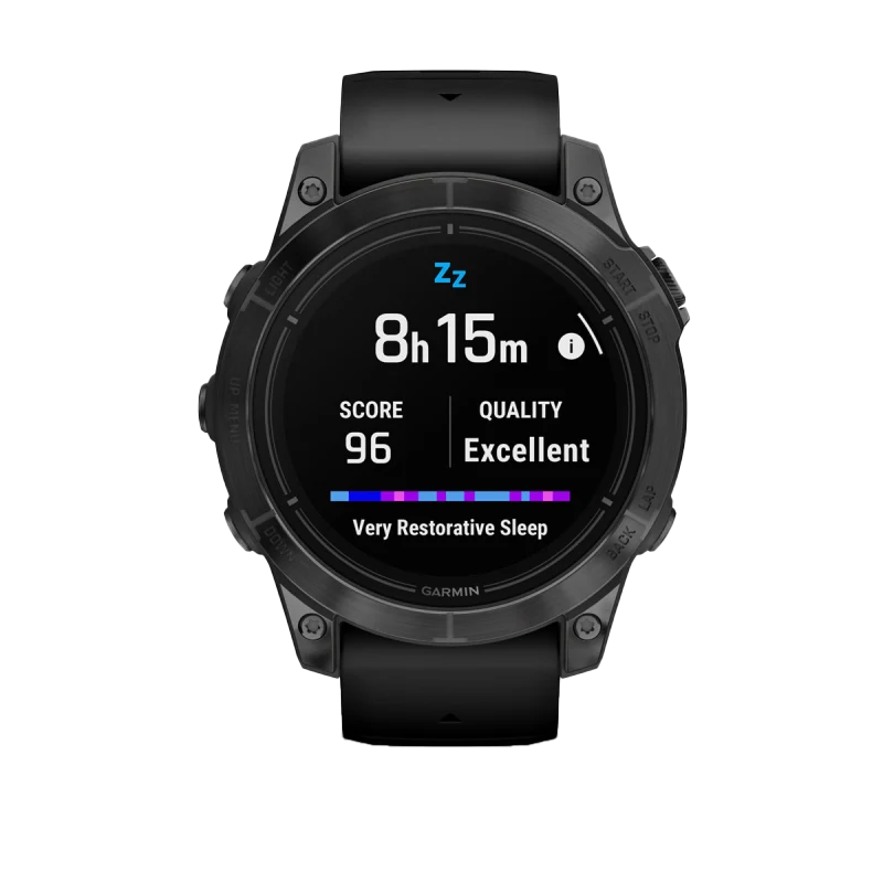 Garmin Epix Pro Gen 2 47mm smartwatch with slate-gray bezel and black band