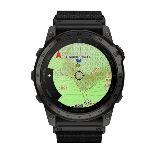 Garmin Tactix 7 AMOLED GPS watch, refurbished, black rugged smartwatch with map display