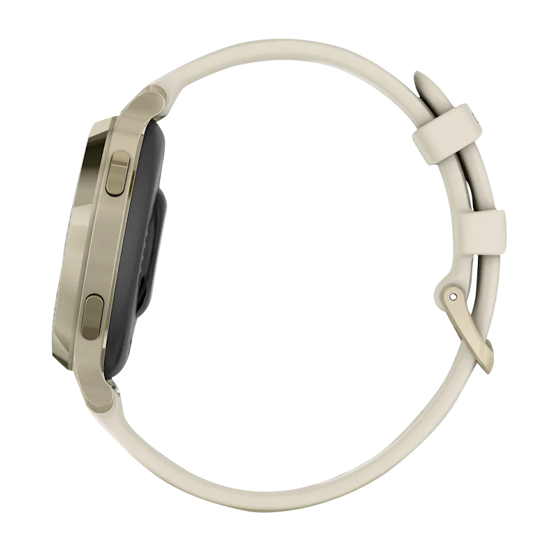 Garmin Lily 2 Active smartwatch, Lunar Gold with bone silicone band, certified refurbished