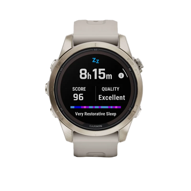 Garmin Fenix 7S Pro Sapphire Solar, Soft Gold with Light Sand Band (010-02776-14) by Garmin