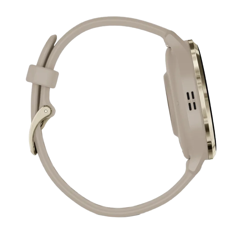 Garmin Venu 3S smartwatch, 41 mm soft-gold bezel with French gray case and silicone band