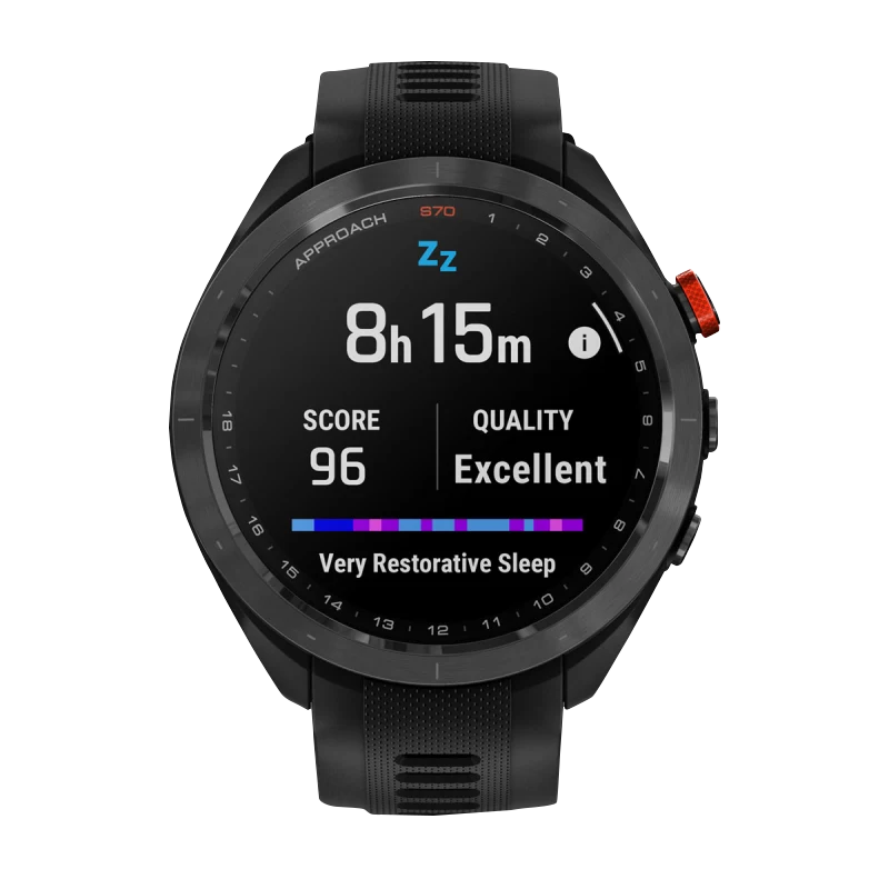 Garmin Approach S70 smartwatch, 47 mm, black/red ceramic bezel with black silicone band