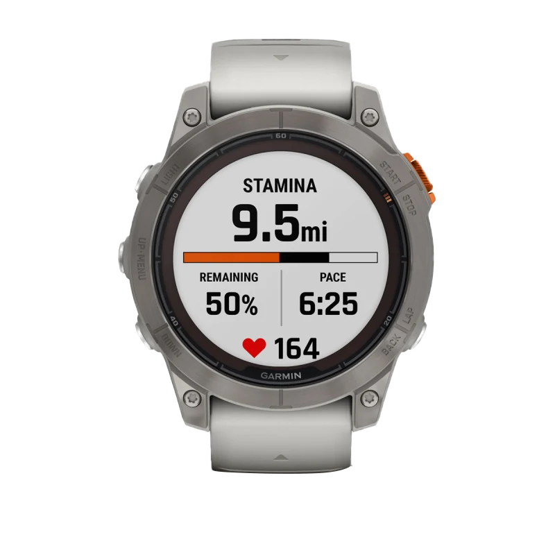Garmin Fēnix 7 Pro Sapphire Solar, Titanium with Fog Gray/Ember Orange Band (010-02777-20) by Garmin