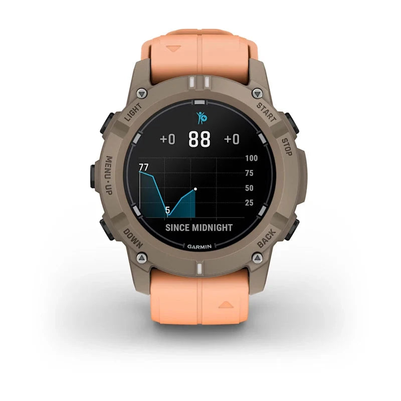 Garmin Descent G2 AMOLED dive watch with Paloma bezel and shell-pink band