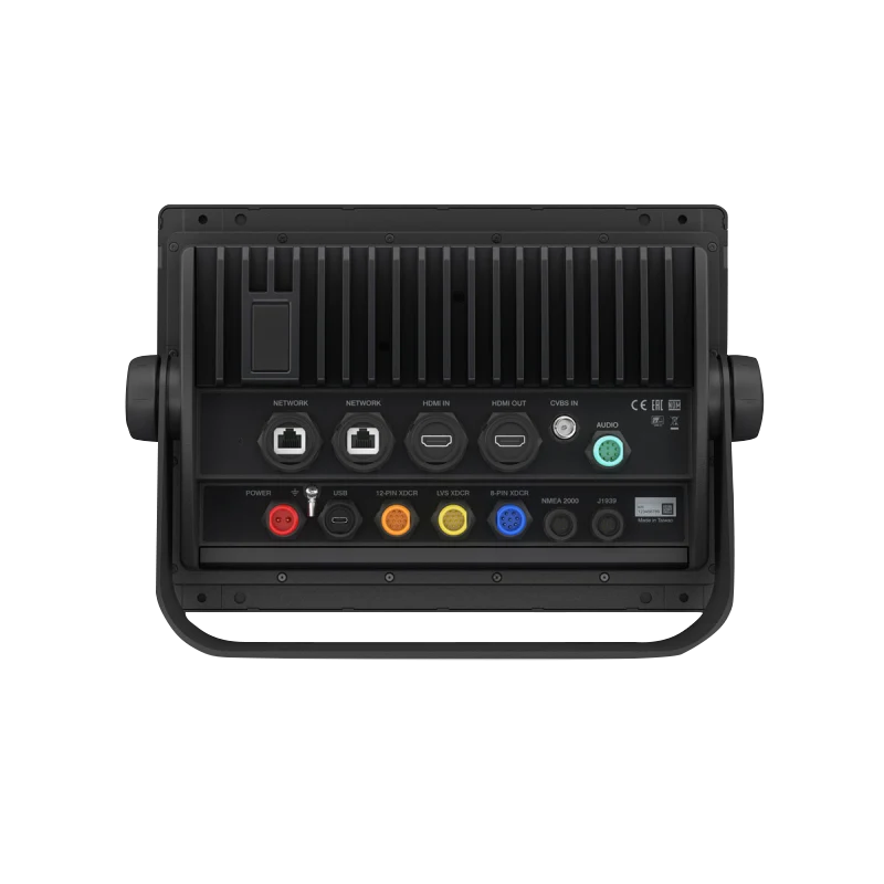 Garmin GPSMAP 8412xsv marine chartplotter back panel with network, HDMI, USB and color-coded ports