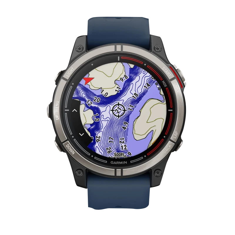 Garmin Quatix 7 Pro Marine GPS smartwatch with AMOLED display and blue strap