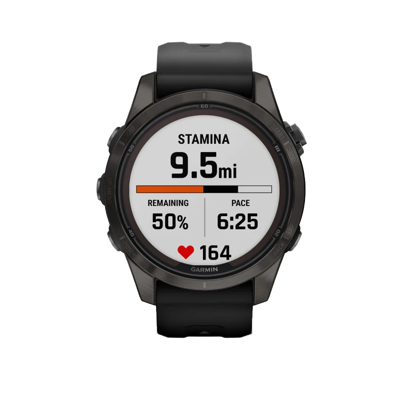 Garmin Fenix 7S Pro Sapphire Solar, Carbon Gray Titanium with Black Band (010-02776-10) by Garmin