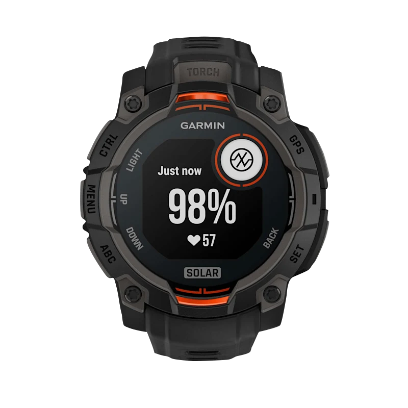 Garmin Instinct 3 Solar smartwatch, 45mm, black case with black band, solar-powered
