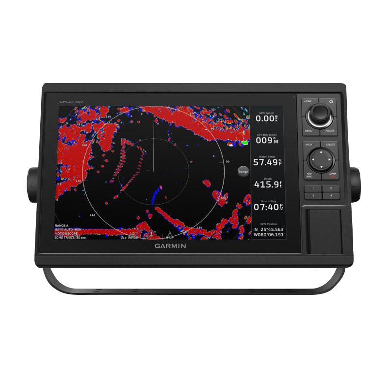 Garmin GPSMAP 1242xsv marine chartplotter with black bezel and right-side control keypad.