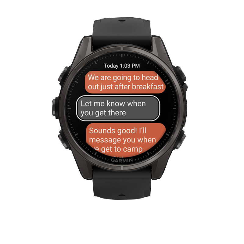 Garmin Fenix 8 smartwatch, 43mm AMOLED display, black silicone band