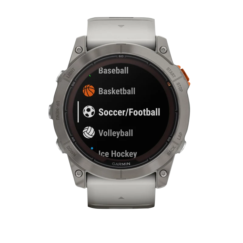 Garmin Fenix 7X Pro Sapphire Solar Edition Titanium smart watch with Fog Gray/Ember Orange band