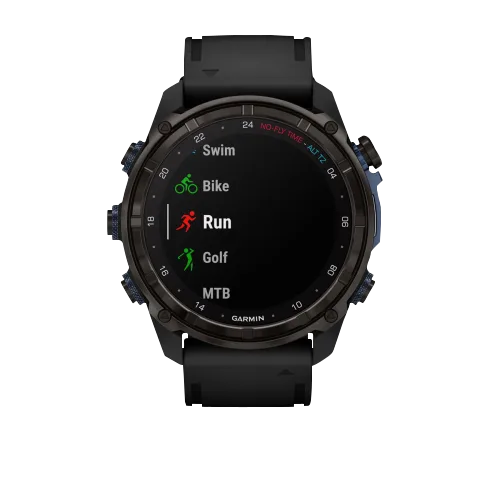 Garmin Descent Mk3i 51mm Carbon Gray DLC Titanium dive computer with black silicone band