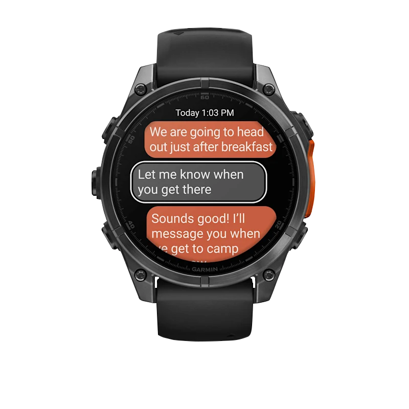 Garmin Fenix 8 smartwatch, 51 mm AMOLED display, slate gray body with black silicone band