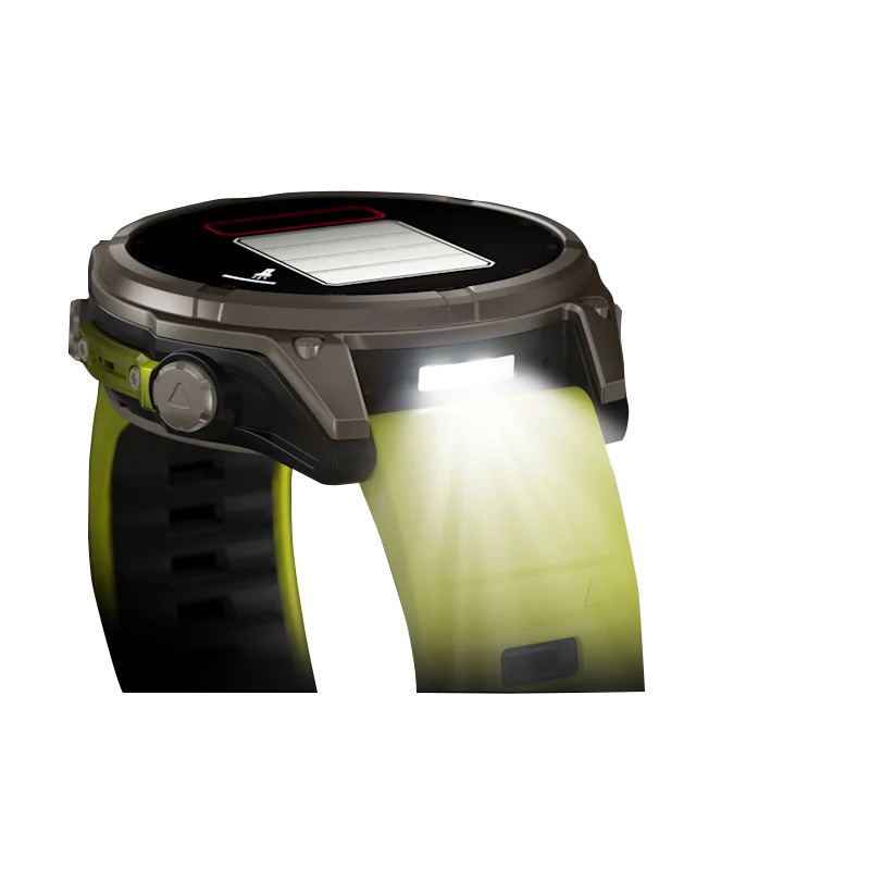 Garmin Fenix 8 smartwatch, 51mm Solar Sapphire titanium case, Amp Yellow/Graphite silicone band