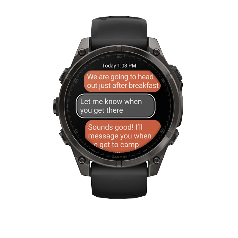 Garmin Fenix 8, 51 mm AMOLED Sapphire, Carbon Gray DLC Titanium with Black/Pebble Gray Silicone Band (010-02905-20) by Garmin