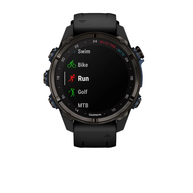 Garmin Descent Mk3i dive computer watch, 43 mm carbon gray DLC titanium case with black silicone band