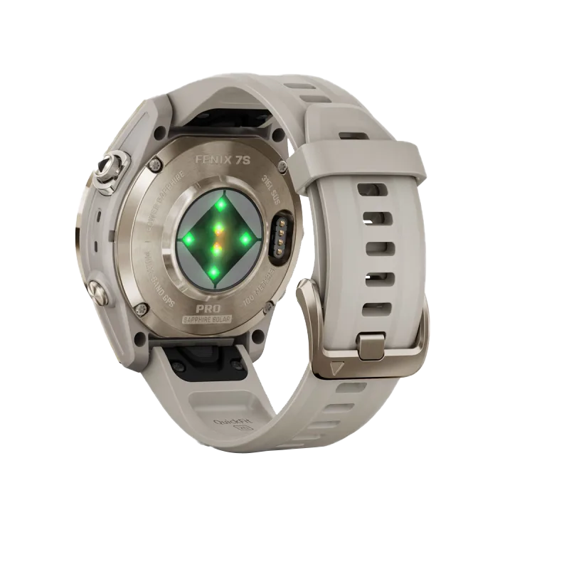Garmin Fenix 7S Pro Sapphire Solar smartwatch, certified refurbished, Soft Gold with Light Sand band