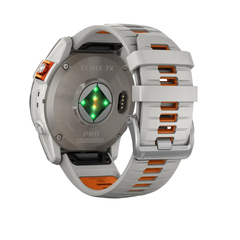 Garmin Fenix 7X Pro Sapphire Solar Edition Titanium with Fog Gray/Ember Orange Band (010-02778-14) by Garmin