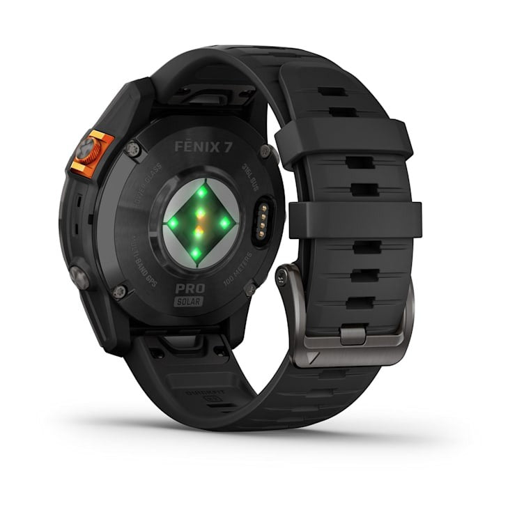 Garmin fēnix 7 Pro Solar Edition smartwatch with slate gray case and black band