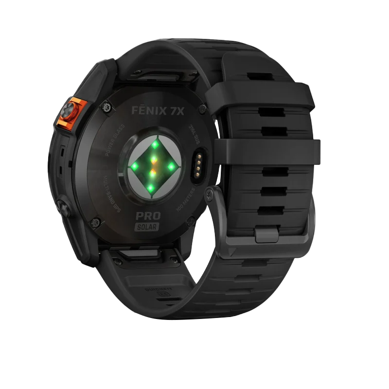 Garmin Fenix 7X Pro Solar smartwatch with slate gray case and black band