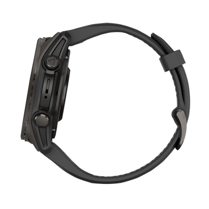 Garmin Fenix 8, AMOLED 43mm, Sapphire Carbon Gray DLC Titanium with Black/Pebble Gray Silicone Band (010-02903-20) by Garmin