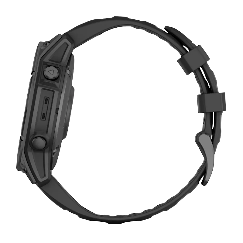 Garmin Fenix E, 47 mm AMOLED, Slate Gray Steel with Black Silicone Band (010-03025-03) by Garmin