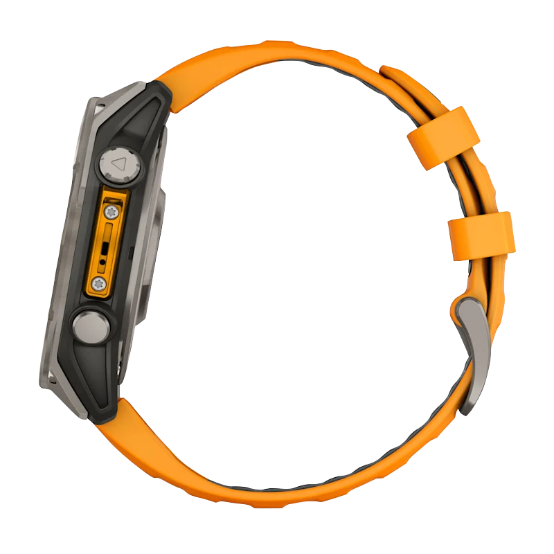 Garmin Fenix 8 smartwatch, 51 mm AMOLED Sapphire Titanium with Spark Orange/Graphite silicone band