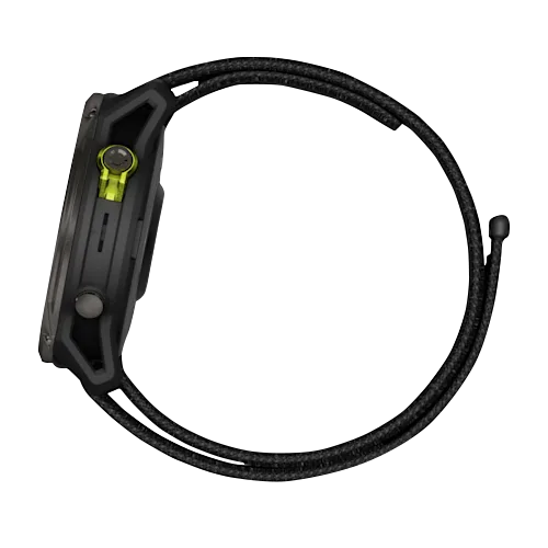 Garmin Enduro 3 Black smartwatch with rugged black case and lime accent crown