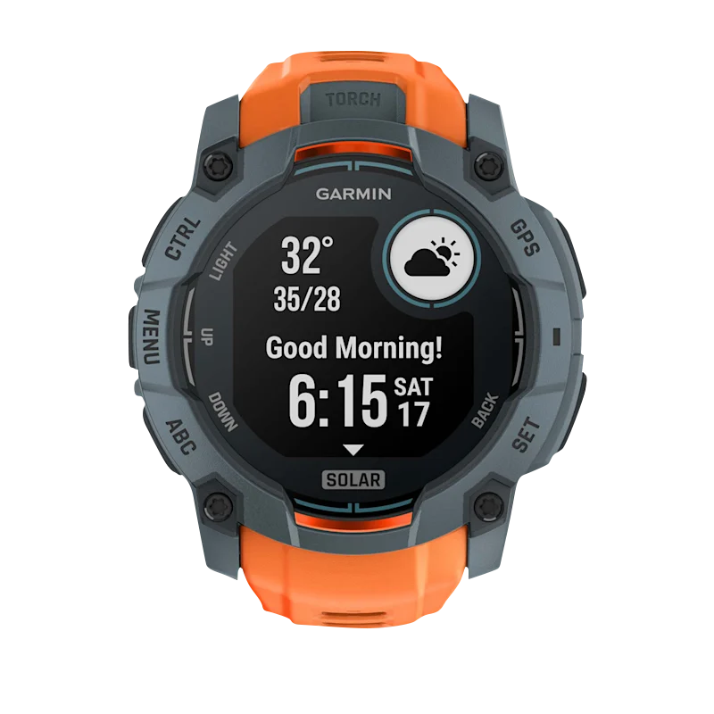 Garmin Instinct 3 Solar smartwatch, Twilight with orange Solstice Band, 50mm (010-02935-01)