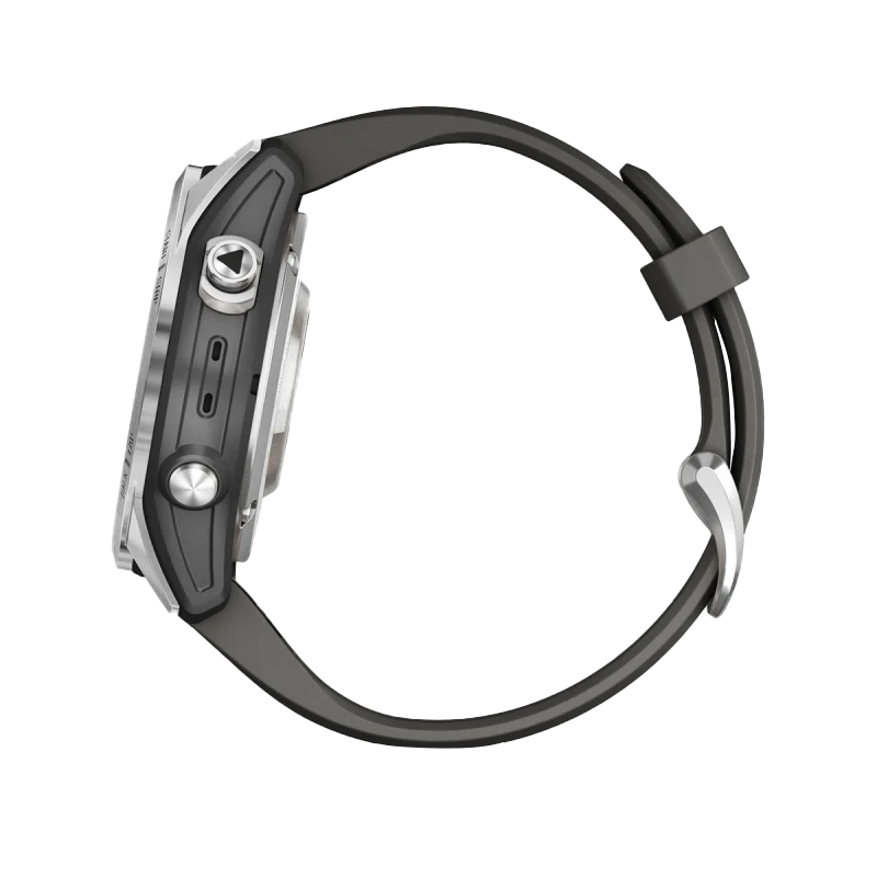 Garmin Fenix 7S Pro Solar Smartwatch with silver case and graphite band (010-02776-00)
